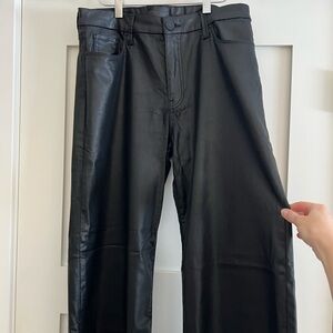Black Faux Leather - women’s wide leg jeans
